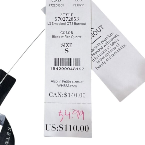 White House Black Market Silk Burnout Floral Off-the-Shoulder Top Size Small NWT - Picture 6 of 16